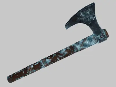 Norse Viking Frost Rune Axe Low-poly 3D model