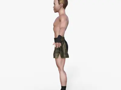 Cartoon Fighter Man Rigged 3D model