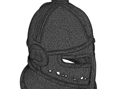 Medieval Iron Helmet with Gold Trim 3D model