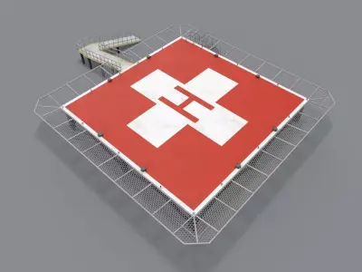 Helipad Hospital --319-- Low-poly 3D model