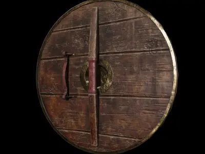 Ancient Norse shield of Jarla Viking Low-poly 3D model