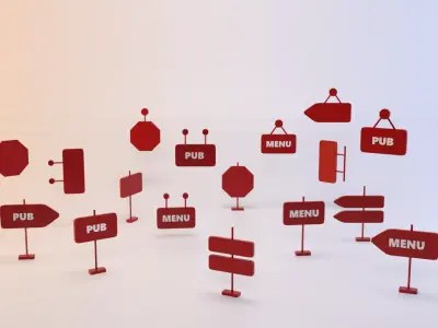 Signage Collection Streets navigation Low-poly 3D model