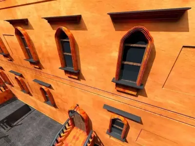 New York City Fancy Building Facade Low Poly Game Model Low-poly 3D model