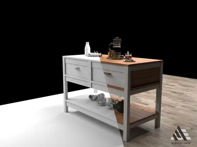 Coffee corner 04- furniture Free low-poly 3D model