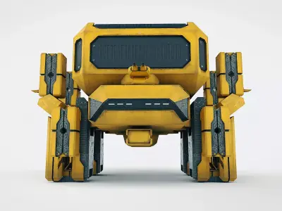 Spaceship Fighter - Sci-Fi Modular Animated  4K Textures Low-poly 3D model