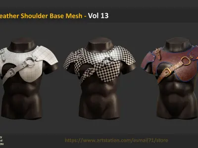 25 Leather Shoulder Base Mesh - Vol 13 Low-poly 3D model