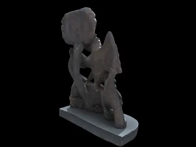 Eagle with Deer Fighting Low-poly 3D model