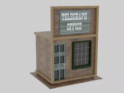 Wild West - Telegraph Office Low-poly 3D model