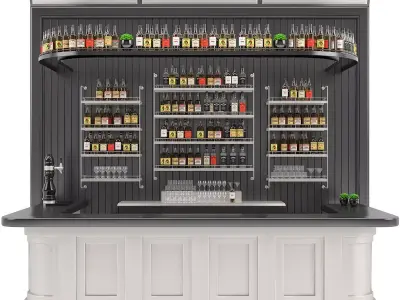 Bar set 01 part 04 bar counter and drinks and shelves 3D model