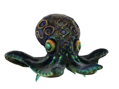 Bioluminescent octopus-squid Free low-poly 3D model