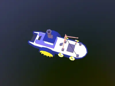 Low poly ship boat in sky Low-poly 3D model