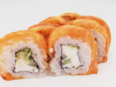 Rolls with fresh salmon tuna and cheese 3D model