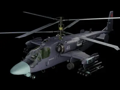 Kamov helicopter Ka-52 alligator Low-poly 3D model
