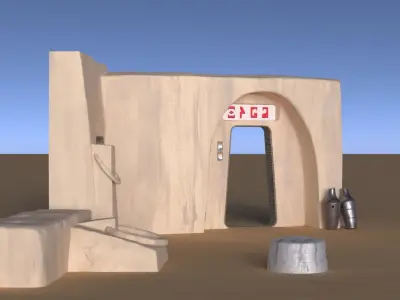 Set 1 Cantina main Entrance Outside 1-6 scale 3D Model Pack purchase