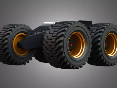 H21D Forestry Harvester Wheels and Tires with Suspension 3D model