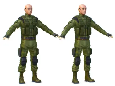 Subdivision 3d Men Military Solder Armor Low-poly 3D model
