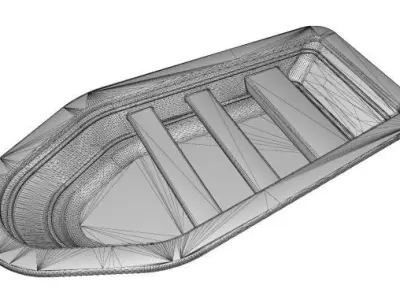 Classic Wooden Fishing Boat Low-poly 3D model