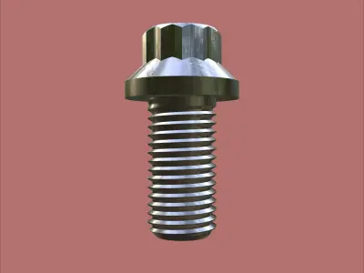 Steel Stained M8 12 Point Bolt 4K PBR 3D model