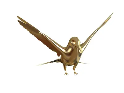 Hummingbird 3D print model golden bird flying 3D model