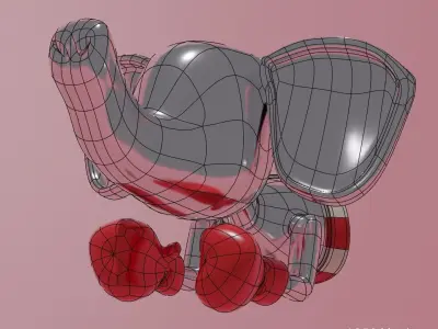 Republican Elephant Boxer Statue  Low-poly 3D model