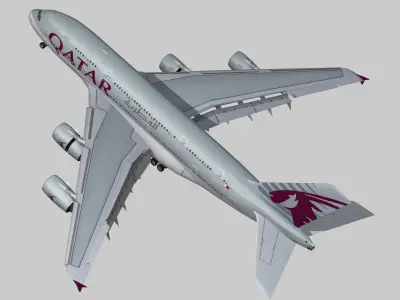 Airbus 380-8 Qatar Airways livery Low-poly 3D model