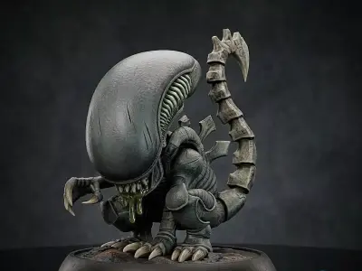  Chibi Cute and Deadly Xenomorph Presupported STL 3D print model