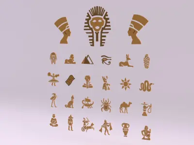 Egyptian Symbols - 010 Low-poly 3D model