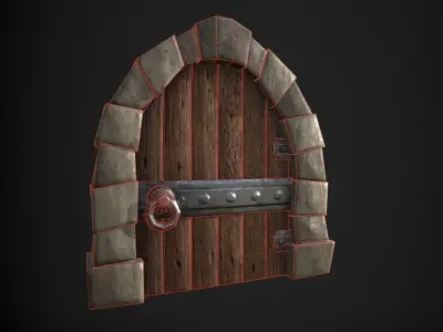Stylized old door Low-poly 3D model