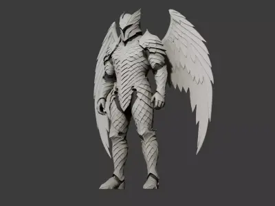 Winged Seraph Knight Armor Low-poly 3D model