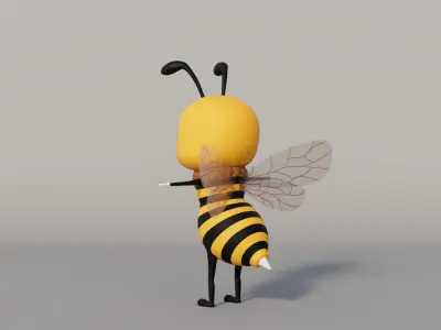 Rigged Cartoon Bee 3D model