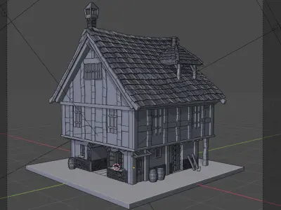 Lowpoly Medieval House with PBR textures Low-poly 3D model