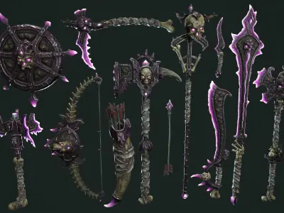 Fantasy undead weapons Low-poly 3D model