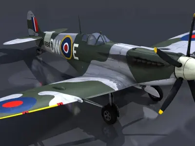 SPITFIRE MK XIV 610th Squadron Low-poly 3D model