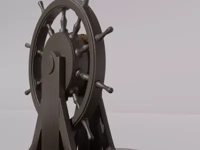 Old Ship Steering Wheel 3D model