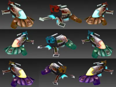 Big Toon SciFi Star Ships Low-poly 3D model