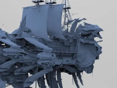 Gor God Killer Dreadnaught airship 3D model