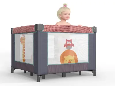 Little Girl in Textile Playpen 3D model