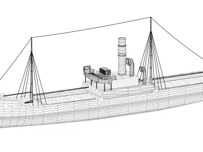 Simple model of Karlsruhe 1905 german cargo steamer ship 3D model