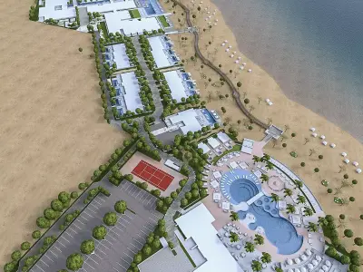 Beach Residence Resort Low-poly 3D model