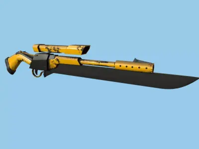 Sniper Gunblade 06 Yellow Black - Character SciFi Design Low-poly 3D model