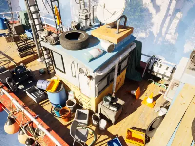 Harbor Props Pack - Dock and Ship Assets - Game Ready PBR Low-poly 3D model