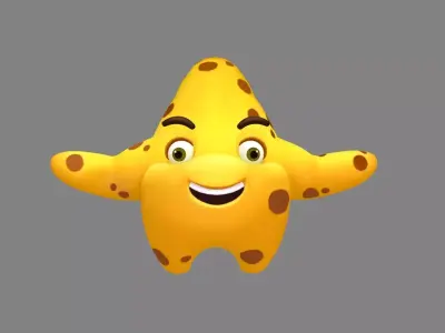 Cartoon starfish mascot - sea monster Low-poly 3D model