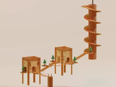 Temple 5 - Tree Temple Low-poly 3D model