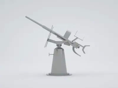 20mm Oerlikon Single Anti Air Machine Gun Mk4 Mount 3D model