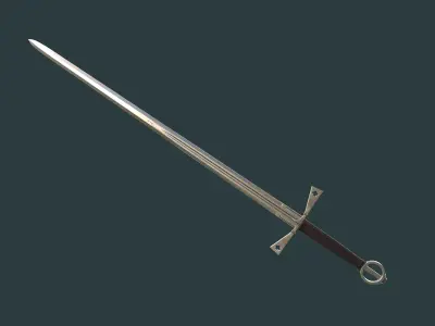 Albion Gallowglass Medieval Sword PBR game ready Low-poly 3D model
