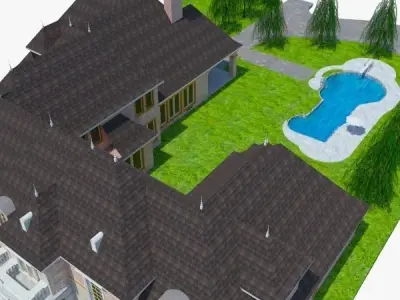 Victorian Mansion LXI Low-poly 3D model