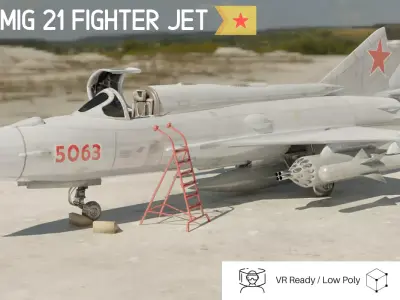 MiG 21 - Rigged and Animated - with Interior - M5 Low-poly 3D model
