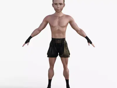 Cartoon Fighter Man Rigged 3D model