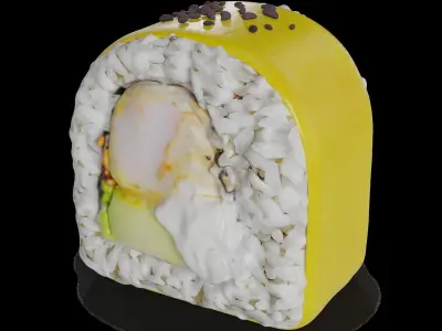 Sushi Crispy tiger prawn avocado cream mango sesame seeds 3D model