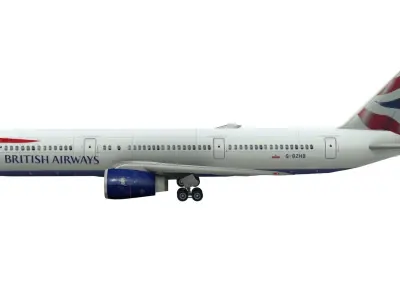 Lowpoly B767-300 3D Model british airways boeing Low-poly 3D model